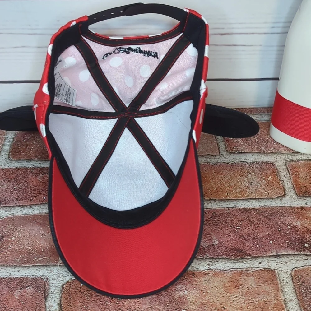 Walt‎ Disney World Minnie Mouse Ears and Bow Red Polka Dot Snapback Girls Cap